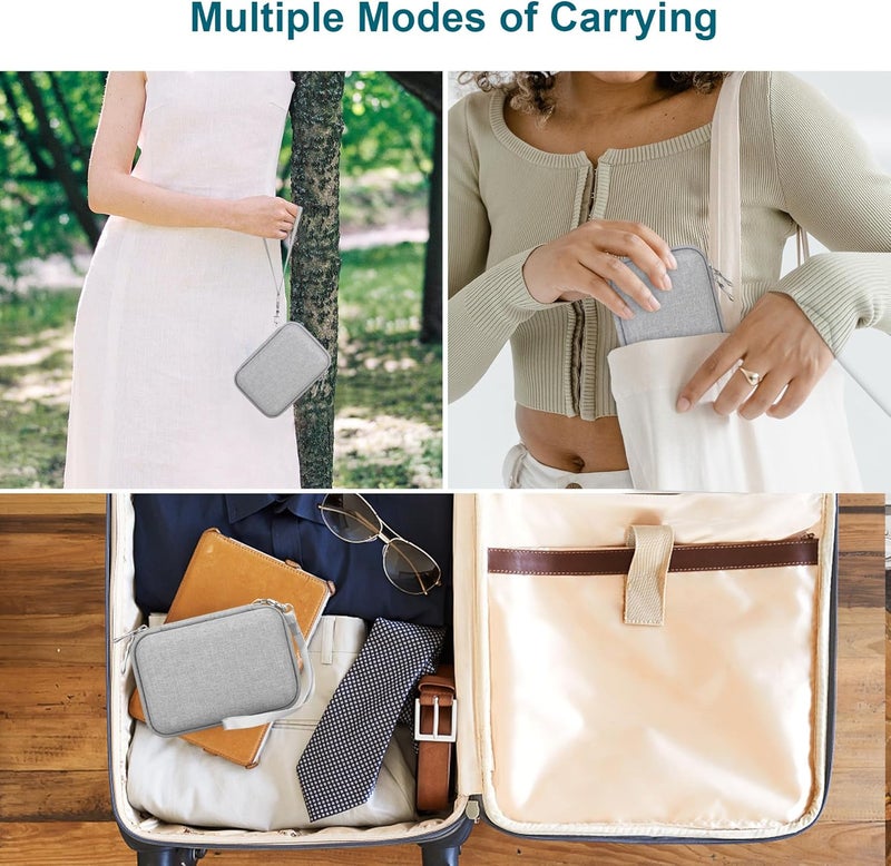 Canboc Carrying Case for Fujifilm Instax Mini Link 3 2 1 Smartphone Printer, Mesh pocket fit Instant Film and Cable, Ash White (Case Only) - Image 3